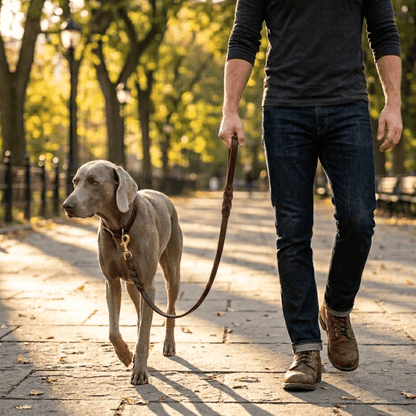 Braided Leather Dog Leash — Full Grain with Solid Brass Clip - Leather Dog Leashes - Paw Tribe