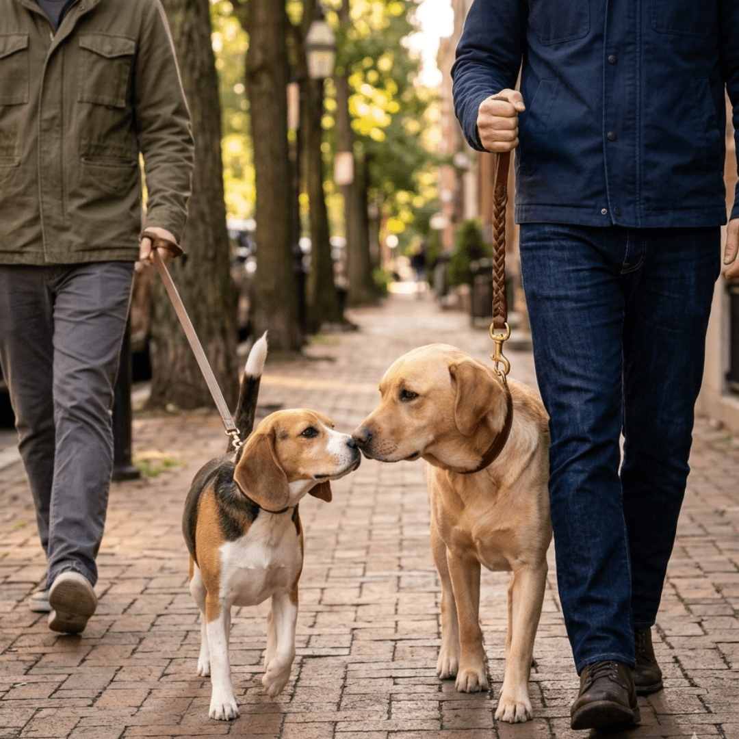 Braided Leather Short Leash — Full Grain Traffic Lead with Brass Clip - Leather Dog Leash - Paw Tribe