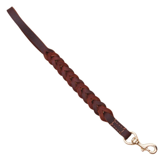 Braided Leather Short Leash — Full Grain Traffic Lead with Brass Clip - Leather Dog Leash - Paw Tribe