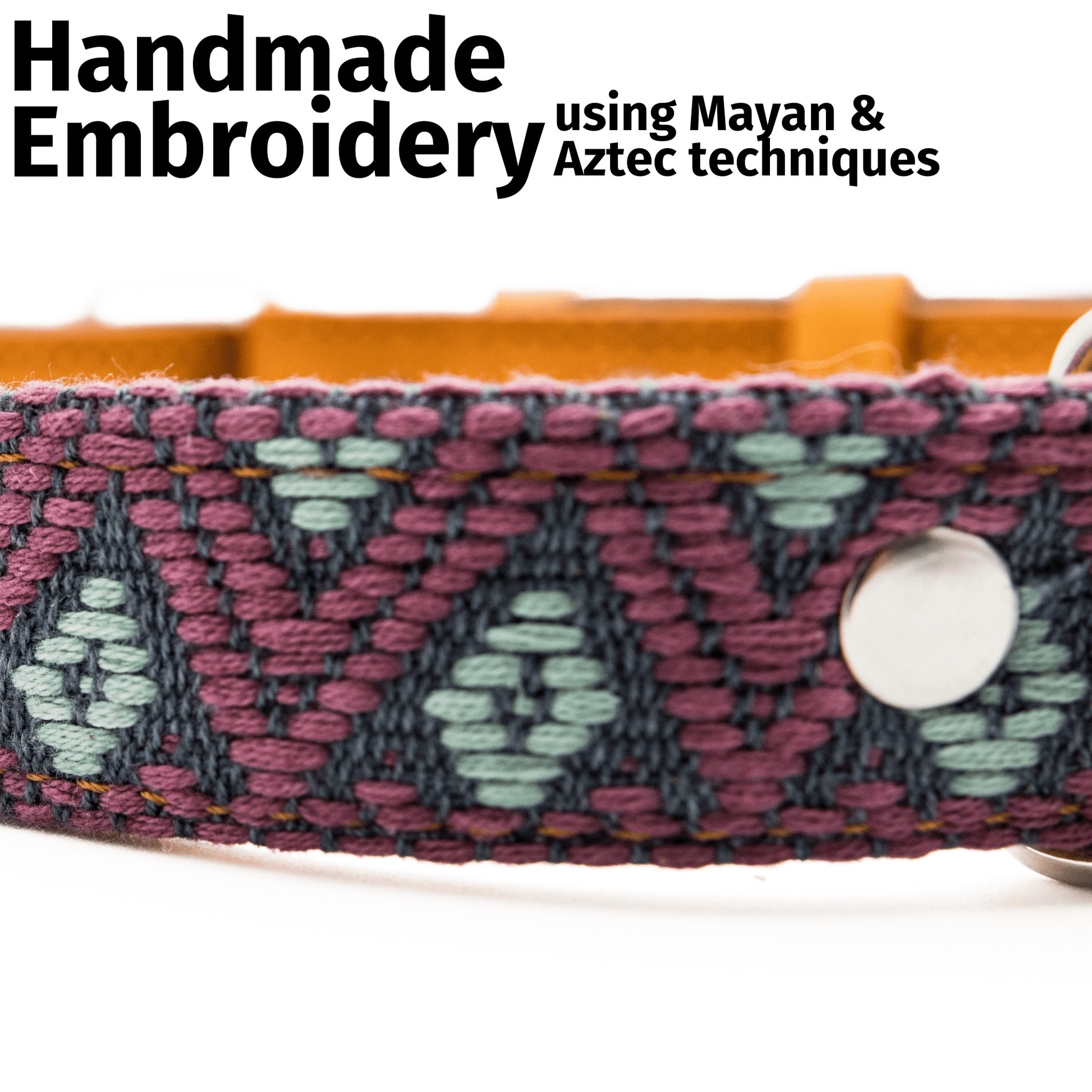 Handmade Leather Dog Collar — Aztec Embroidered | Camelot - Leather Dog Collar - Paw Tribe