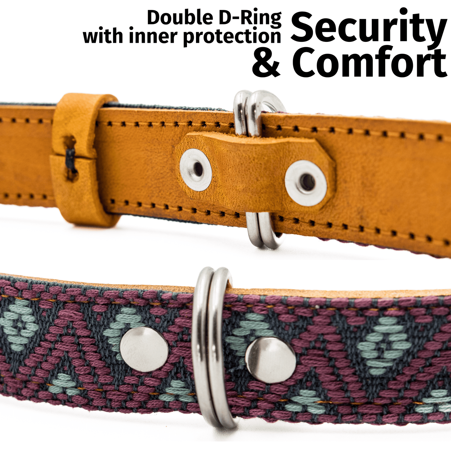 Handmade Leather Dog Collar — Aztec Embroidered | Camelot - Leather Dog Collar - Paw Tribe