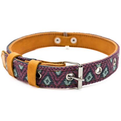 Handmade Leather Dog Collar — Aztec Embroidered | Camelot - Leather Dog Collar - Paw Tribe