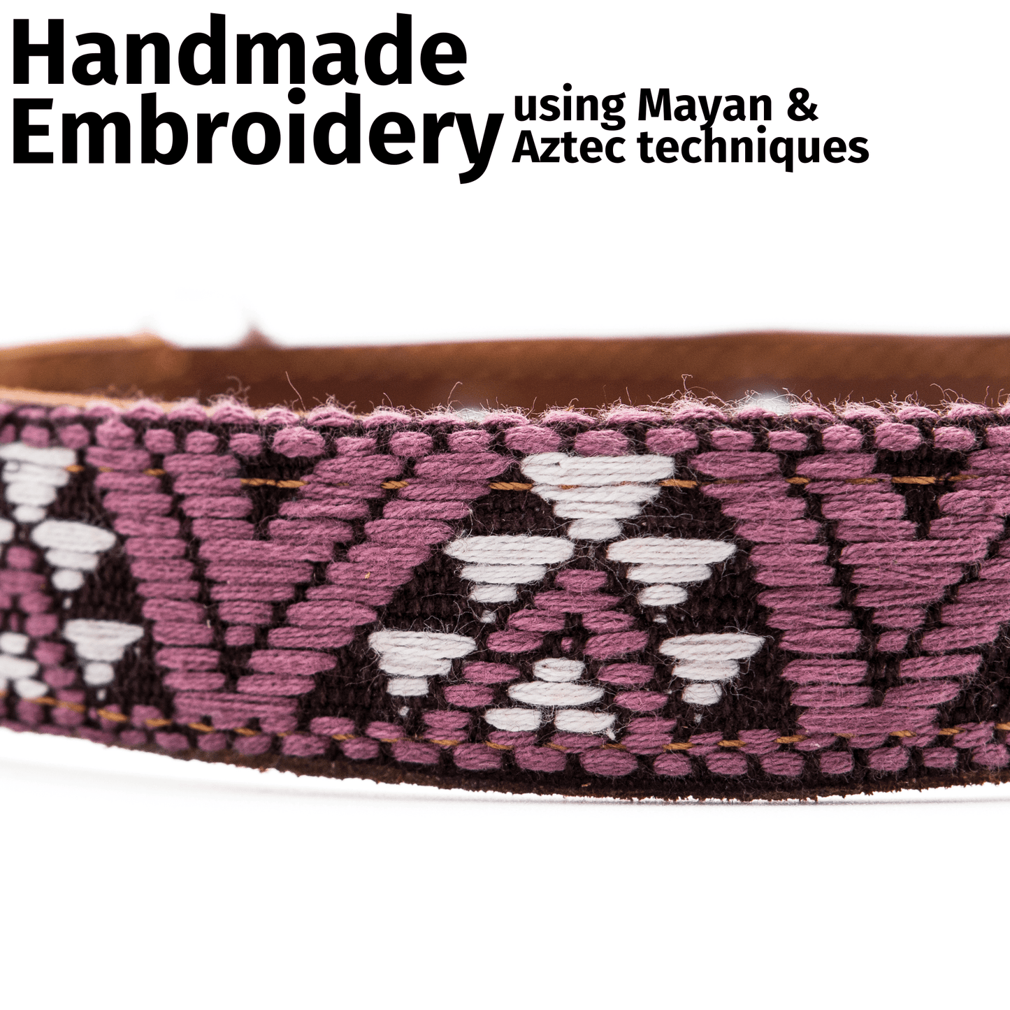 Handmade Leather Dog Collar — Aztec Embroidered | Carissma - Leather Dog Collar - Paw Tribe