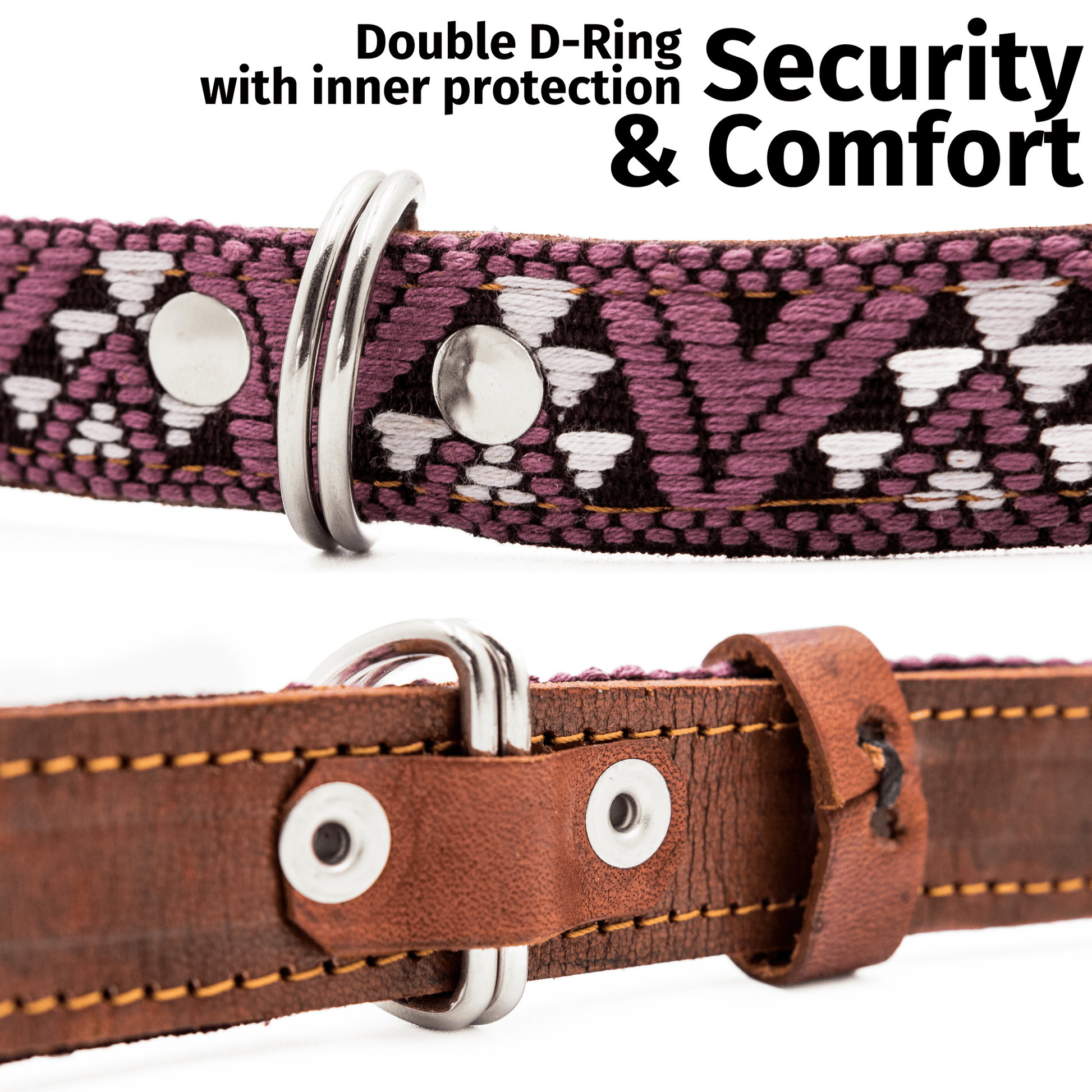 Handmade Leather Dog Collar — Aztec Embroidered | Carissma - Leather Dog Collar - Paw Tribe