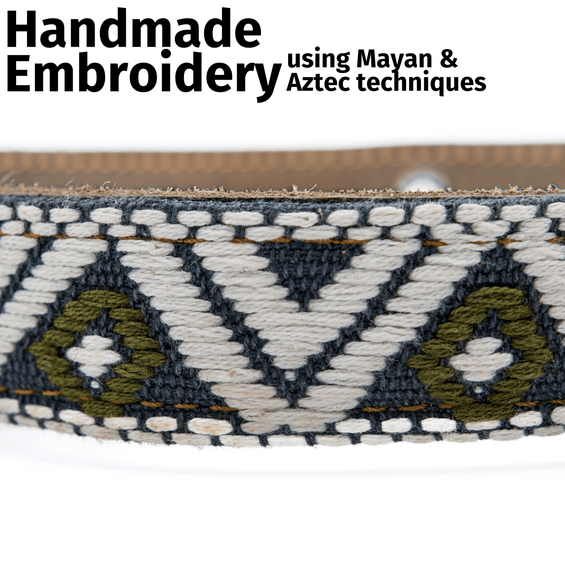 Handmade Leather Dog Collar — Aztec Embroidered | Ceramic Cello - Leather Dog Collar - Paw Tribe