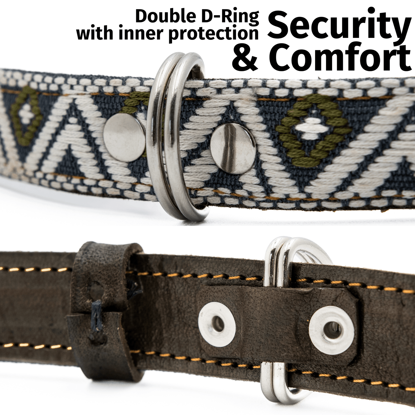 Handmade Leather Dog Collar — Aztec Embroidered | Ceramic Cello - Leather Dog Collar - Paw Tribe