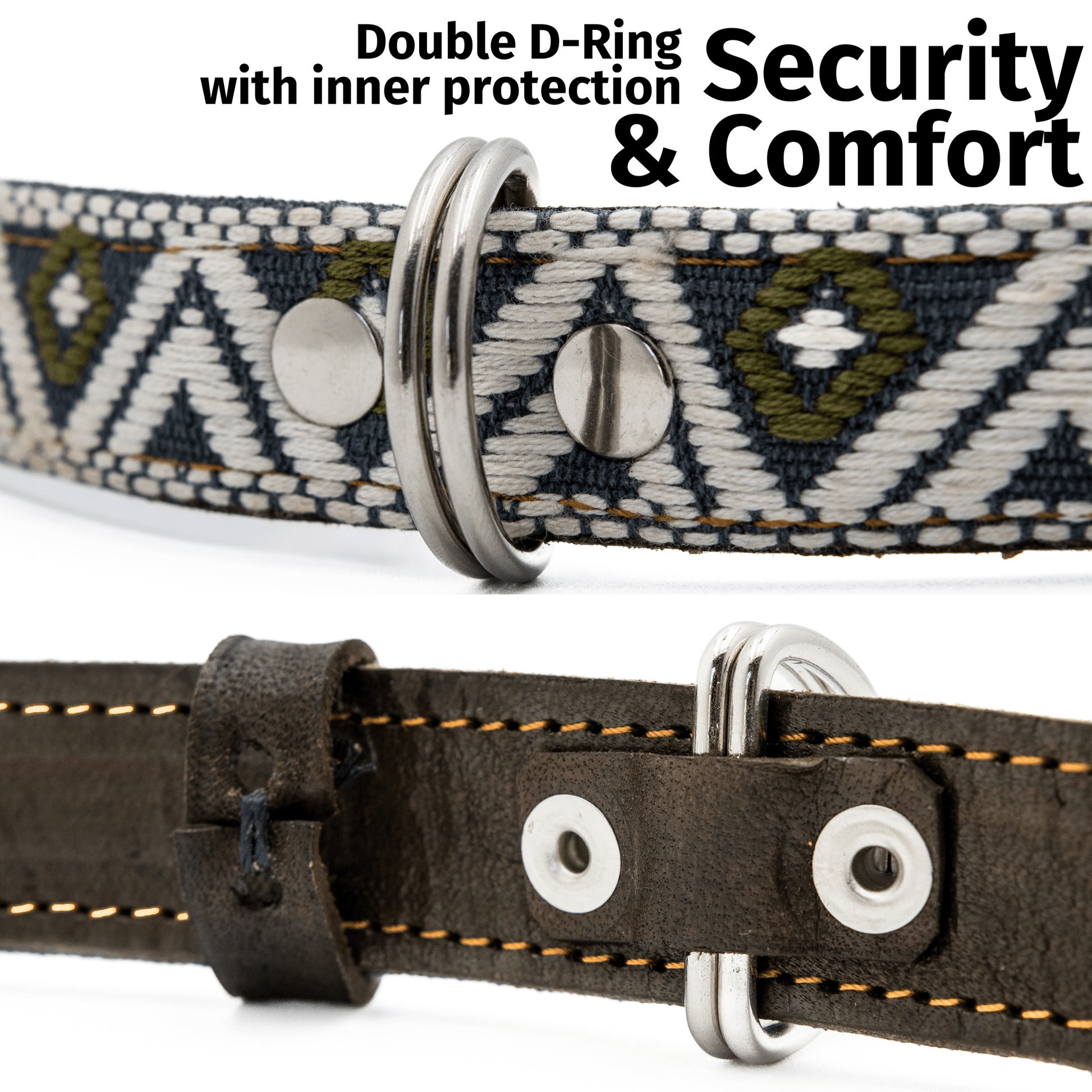 Handmade Leather Dog Collar — Aztec Embroidered | Ceramic Cello - Leather Dog Collar - Paw Tribe