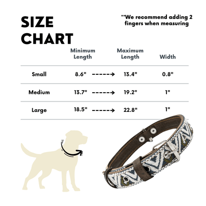 Handmade Leather Dog Collar — Aztec Embroidered | Ceramic Cello - Leather Dog Collar - Paw Tribe