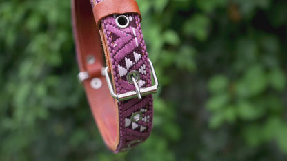 Handmade Leather Dog Collar — Aztec Embroidered | Carissma